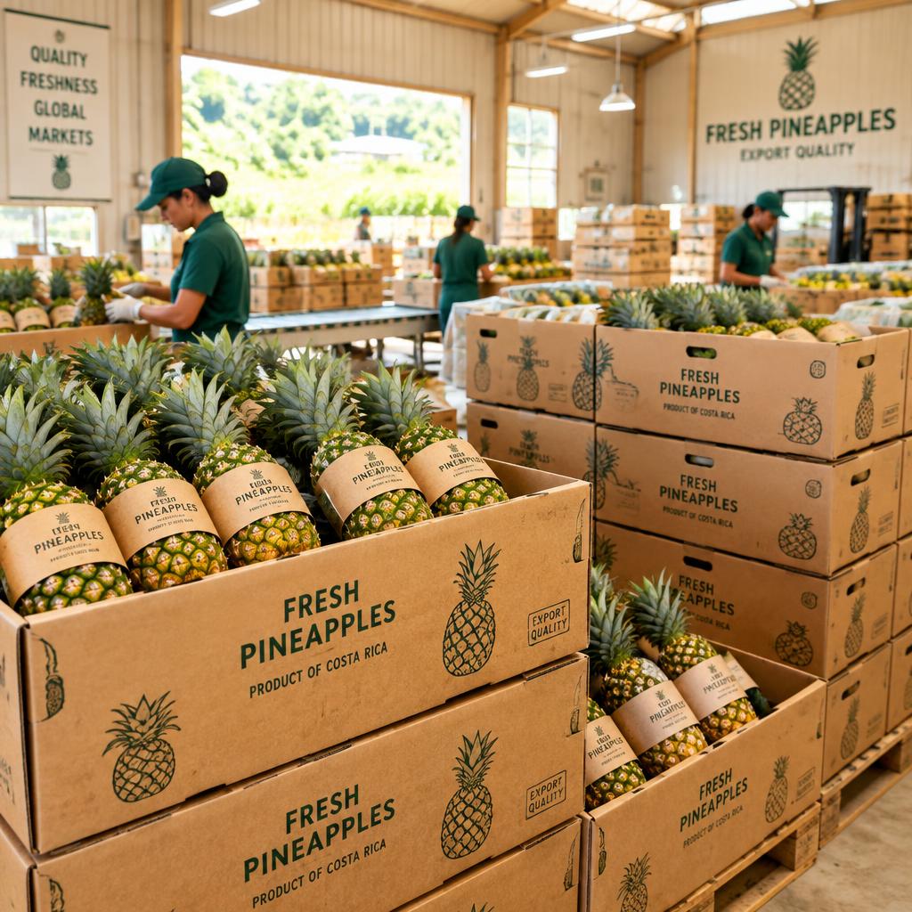 Cajas de piña para exportación